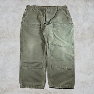 Carhartt Double Knee Pants Mens 42x30 Moss Green Carpenter Baggy Y2K Canvas B136